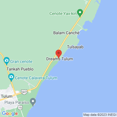 map from Cancun Airport to Dreams Tulum Resort & Spa