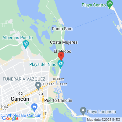 map from Cancun Airport to Av. Puerto Juárez Km 1.5